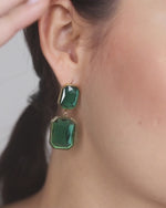 Load and play video in Gallery viewer, Emerald Rectangle Earring

