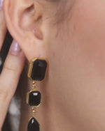 Load and play video in Gallery viewer, Black Stone Gold Plated Earring
