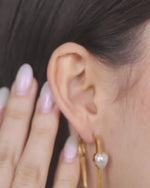 Load and play video in Gallery viewer, Heart Pearl Hoop Earring
